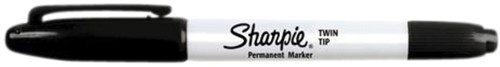 Viltstift Sharpie twin tip rond 0.5mm en 0.9mm zwart pk/2-2