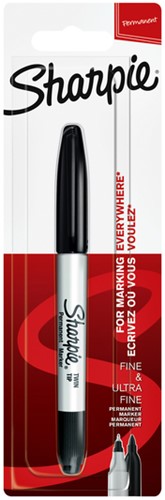 Viltstift Sharpie twin tip rond 0.5mm en 0.9mm zwart blister