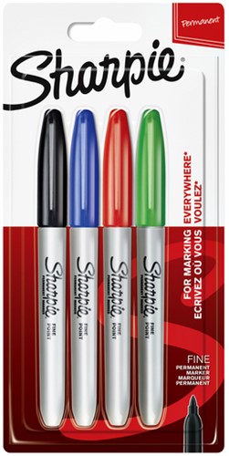 Viltstift Sharpie rond 0.9mm assorti pk/4