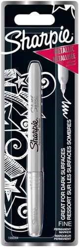 Viltstift Sharpie rond 0.9mm metallic zilver blister