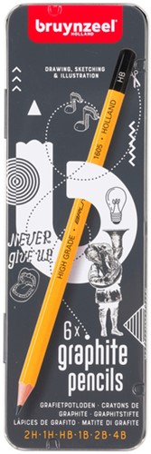 Potlood Bruynzeel Teens grafiet assorti ds/6