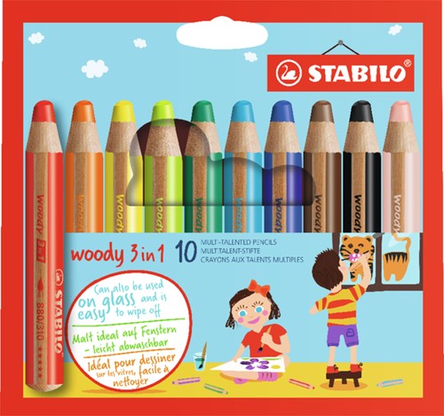 Kleurpotloden STABILO Woody 880/10 assorti etui/10