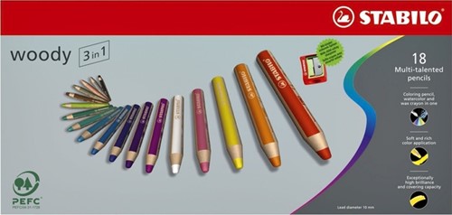 Kleurpotloden STABILO Woody 8806 assorti etui/6-3