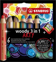 Kleurpotloden STABILO Woody 8806-1-20 etui/6  met puntenslijper