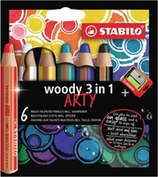 Kleurpotloden STABILO Woody 8806-1-20 etui/6  met puntenslijper