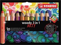 Kleurpotloden STABILO Woody 880/10-1-20 etui/10 met puntenslijper