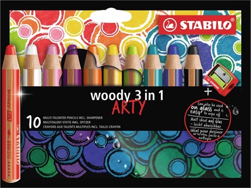 Kleurpotloden STABILO Woody 880/10-1-20 etui/10 met puntenslijper