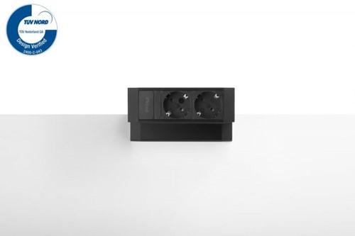Elektrificatie opbouwunit Filex Power Desk Up 2x230V - zwart