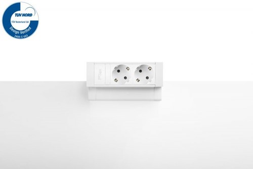 Elektrificatie opbouwunit Filex Power Desk Up 2x230V - wit