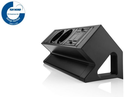 Elektrificatie opbouwunit Filex Power Desk Up 2x230V - 1x keystone - zwart-2
