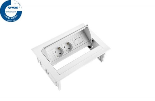 Elektrificatie inbouwunit Filex Power Desk In 2x230V - 1x keystone - wit