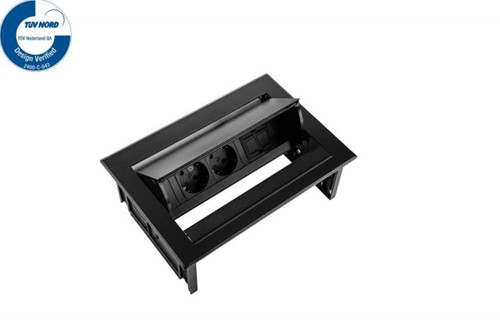 Elektrificatie inbouwunit Filex Power Desk In 2x230V - 1x keystone - zwart-2