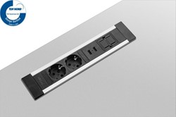 Elektrificatie inbouwunit Filex Power Desk Insert 2x230V - 2x USB - 1x keystone - zwart/alu