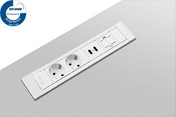 Elektrificatie inbouwunit Filex Power Desk Insert 2x230V - 2x USB - 1x keystone - wit/alu