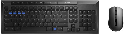 Toetsenbord + muis Rapoo "8200M" multimodus draadloze desktop combo set, UI, Zwart