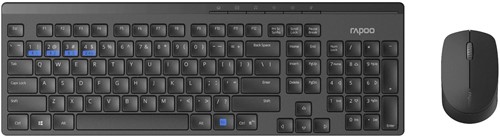 Toetsenbord + muis Rapoo "8100M" multimodus draadloze desktop combo set, QWERTY, Zwart