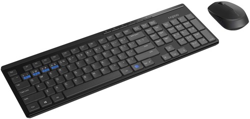 Toetsenbord + muis Rapoo "8100M" multimodus draadloze desktop combo set, QWERTY, Zwart-2