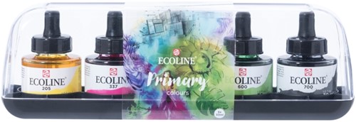Inkt Talens Ecoline met pipet primary set 5x30ml assorti