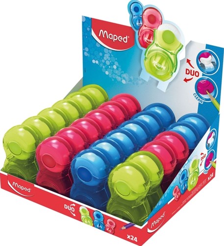 Puntenslijper met gum Maped Loopy assorti ds/24