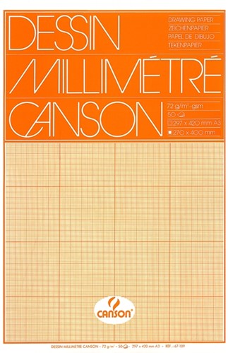 Millimeterblok Canson A3 90gr lichtbruin blok/50vel