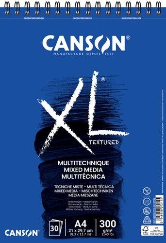 Aquarelblok Canson XL Mix Media A4 300gr 30vel