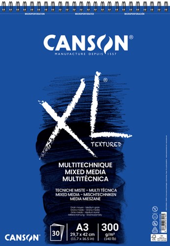 Aquarelblok Canson XL Mix Media Spir A3 300gr 60vel