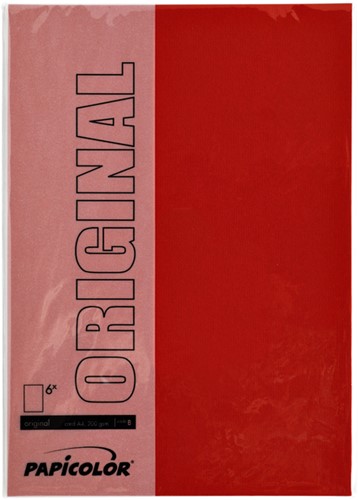 Kopieerpapier Papicolor A4 200gr rood pk/6-2