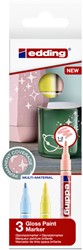 Viltstift Edding 751 lakmarker pastel set à 3 stuks assorti