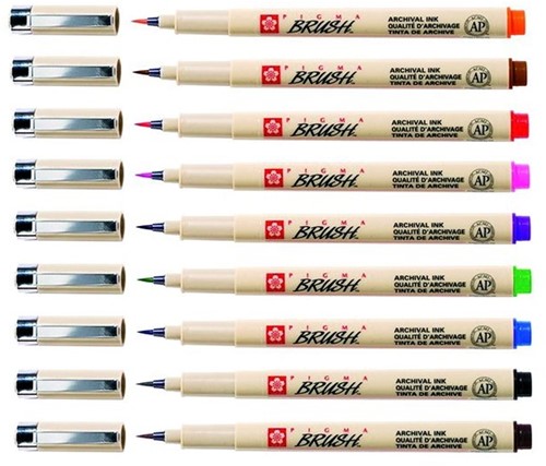 Brushpen Sakura Pigma assorti etui/9-2