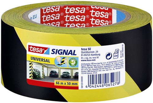 Waarschuwingstape Tesa 58133 50mmx66m geel/zwart
