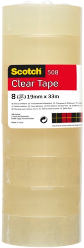 Plakband Scotch 508 19mmx33m transparant 8 rollen