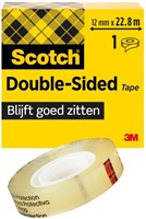 Plakband dubbelzijdig 12mmx22,8m transparant Scotch 665