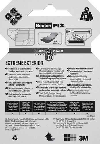 Dubbelzijdig Plakband Scotch Extreme Exterior 19mm x 1,5m-3