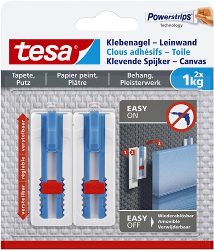 Klevende spijker Tesa voor canvas op behang en pleisterwerk 1kg pk/2