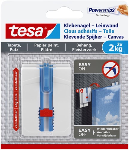 Klevende spijker Tesa voor canvas op behang en pleisterwerk 2kg pk/2