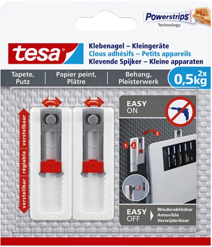 Klevende spijker Tesa voor kleine apparaten op behang en pleiserwerk 500gr pk/2