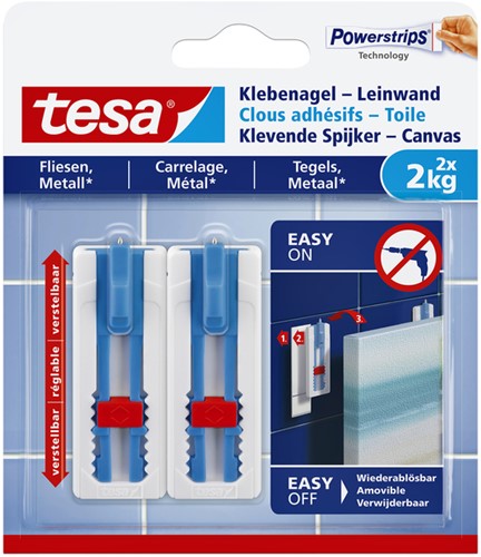 Klevende spijker Tesa voor canvas op tegels en metaal 2kg pk/2