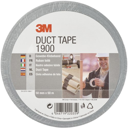 Plakband 3M Scotch 1900 50mmx50m duct tape zilver