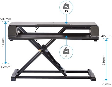 Meubel Fellowes Corsivo™ Zit-Sta werkstation zwart