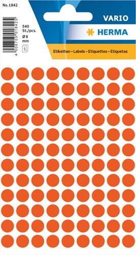 Etiket rond  8mm rood Herma 1842 ds/540