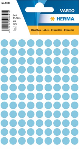Etiket rond  8mm blauw Herma 1843 ds/540