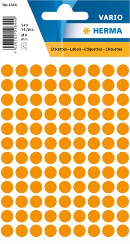 Etiket rond  8mm oranje Herma 1844 ds/540
