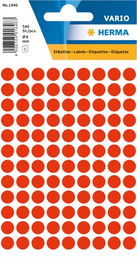 Etiket rond  8mm fluor rood Herma 1846 ds/540