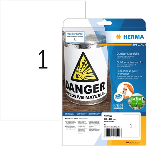 Etiket A4 210x297mm Herma 9500 outdoor ds/10