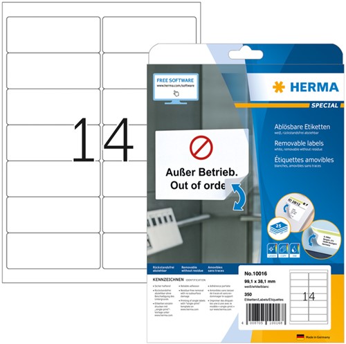 Etiket A4  99,1x 38,1mm Herma 10016 afneembaar ds/350