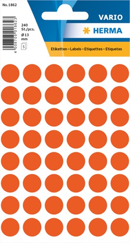 Etiket HERMA 1862 rond 12mm rood 240 stuks