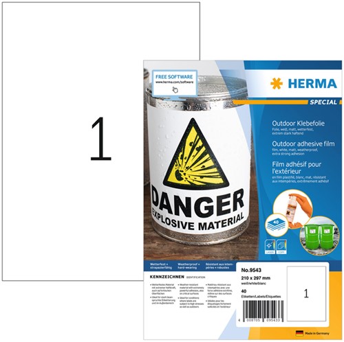 Etiket A4 210x297mm Herma 9543 outdoor ds/40
