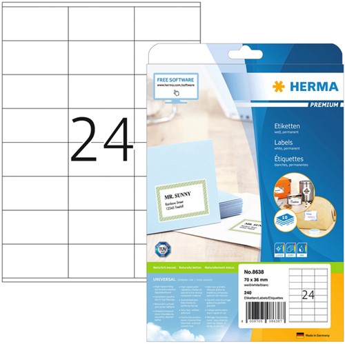 Etiket A4  70x 36mm Herma 8638 Premium ds/240