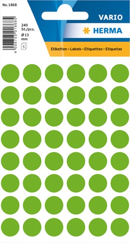 Etiket rond 12mm fluor groen Herma 1868 240st