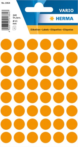 Etiket rond 12mm fluor oranje Herma 1864 240st